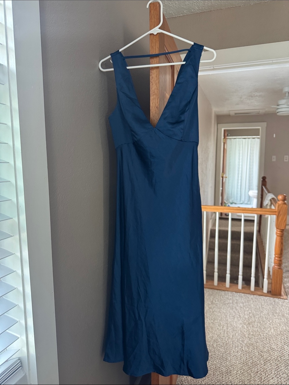 Lulu's Navy V-Neck Midi Slip Dress